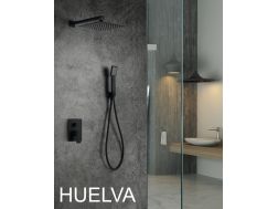 Wbudowany prysznic, czarny matowy mikser i gaÅka 25 x 25 - HUELVA CZARNY